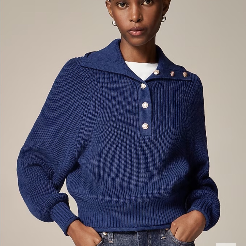 J crew Ribbed cotton button-collar sweater